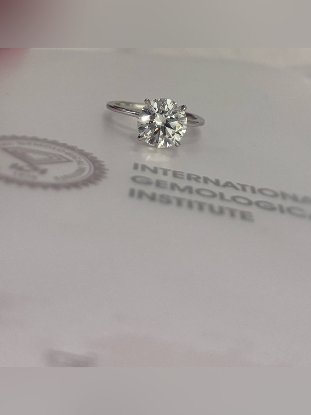 3.01 New Classic Round Brilliant Lab Engagement Ring in 14k white gold certified